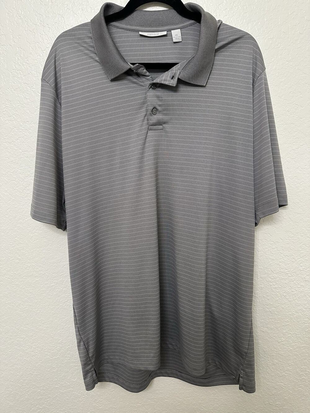 Perry Ellis Plus Size Portfolio Gray Performance Polo Shirt Men’s XXL